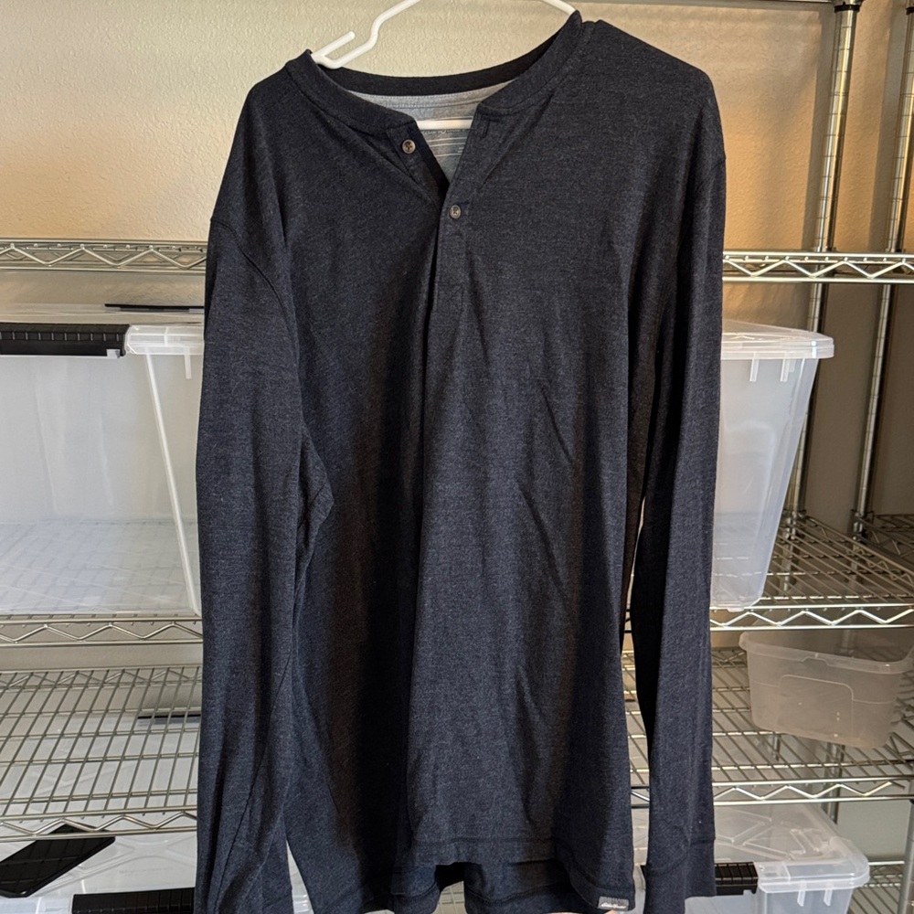 Eddie Bauer Dark Gray Long Sleeve Henley Shirt
